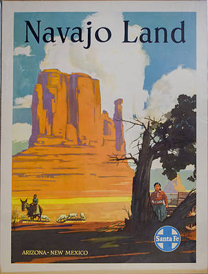 SANTA FE POSTER NAVAJO LAND ARIZONA - NEW MEXICO