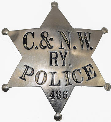 C&NW RY POLICE # 486 BADGE
