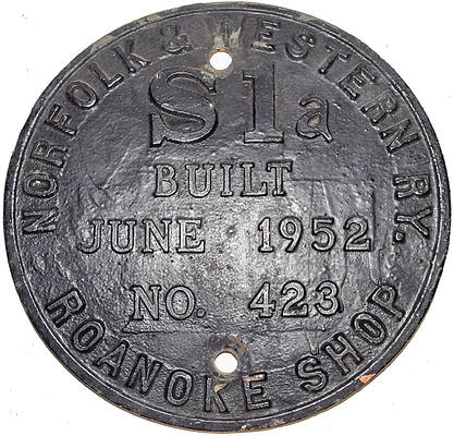 NORFOLK & WESTERN BUILDERS PLATE