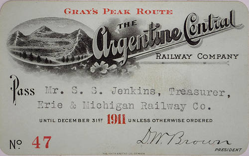 ARGENTINE CENTRAL RAILWAY COMPANY PASS