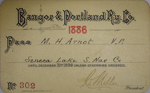 BANGOR & PORTLAND RY CO PASS