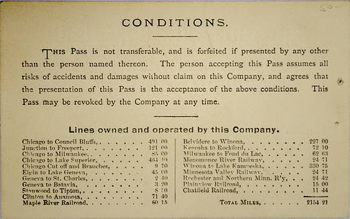 CHICAGO & NORTH-WESTERN RAILWAY PASS