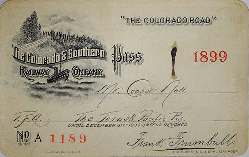 COLORADO & SOUTHERN RAILWAY COMPANY PASS