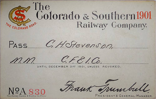 COLORADO & SOUTHERN RAILWAY COMPANY PASS
