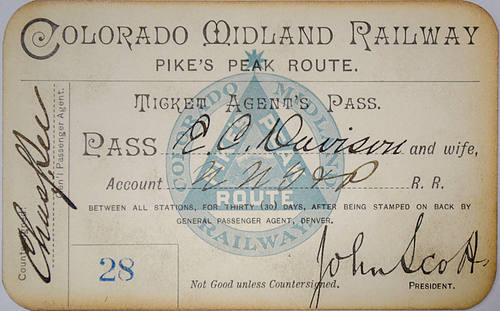 COLORADO MIDLAND RAILWAY PASS