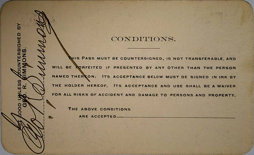 COLORADO SPRINGS & CRIPPLE CREEK DISTRICT RAILWAY COMPANY PASS