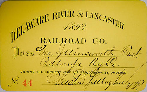 DELAWARE RIVER & LANCASTER RAILROAD CO PASS