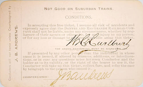 DENVER & RIO GRANDE RAILROAD COMPANY PASS