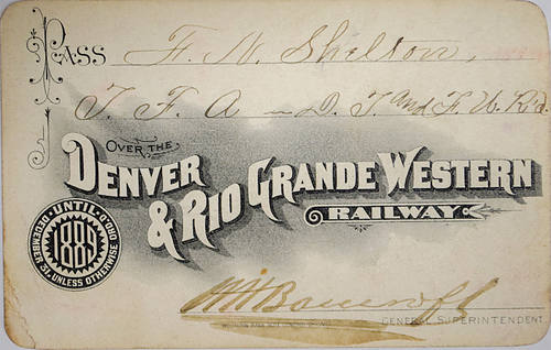 DENVER & RIO GRANDE WESTERN RAILWAY PASS