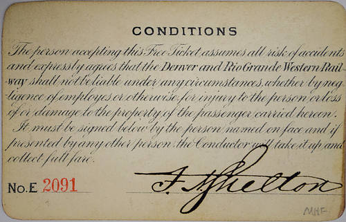 DENVER & RIO GRANDE WESTERN RAILWAY PASS