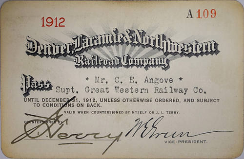DENVER LARAMIE & NORTHWESTERN RAILROAD COMPANY PASS