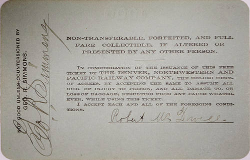 DENVER NORTHWESTERN & PACIFIC RAILWAY PASS