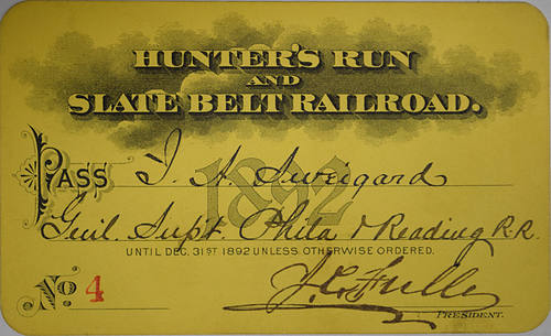 HUNTER'S RUN & SLATE BELT RAILROAD PASS