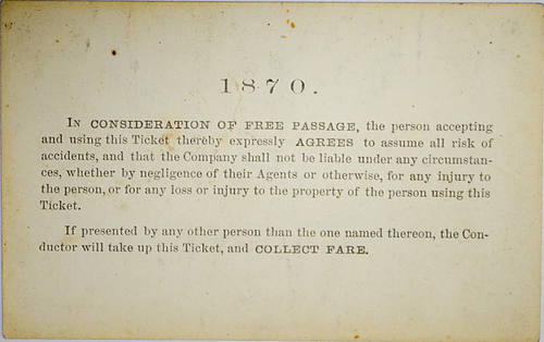 KANSAS PACIFIC RAILWAY PASS