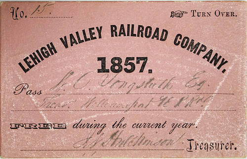 LEHIGH VALLEY RAILROAD COMPANY PASS