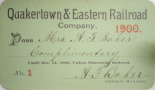 QUAKERTOWN & EASTERN RAILROAD COMPANY PASS