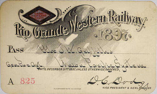 RIO GRANDE WESTERN RAILWAY PASS