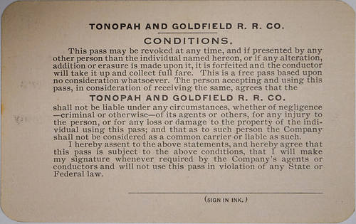 TONOPAH & GOLDFIELD RR PASS