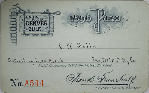 UNION PACIFIC DENVER & GULF RAILROAD PASS