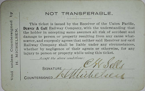 UNION PACIFIC DENVER & GULF RAILROAD PASS