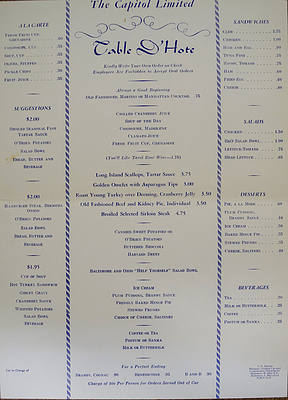 BALTIMORE & OHIO MENU