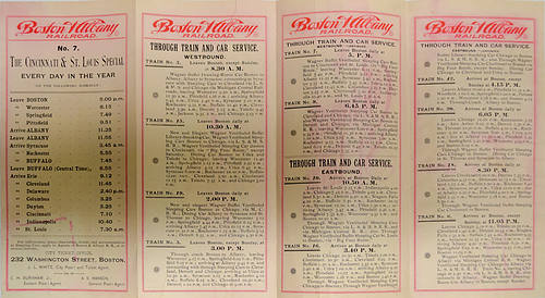 BOSTON & ALBANY RR TIMETABLE
