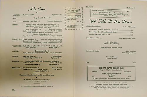 CHICAGO & NORTH WESTERN RAILWAY MENU