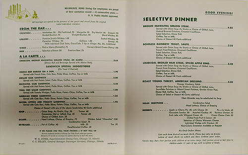CHICAGO MILWAUKEE ST PAUL & PACIFIC MENU