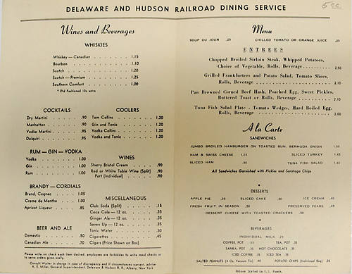 The DELAWARE & HUDSON MENU