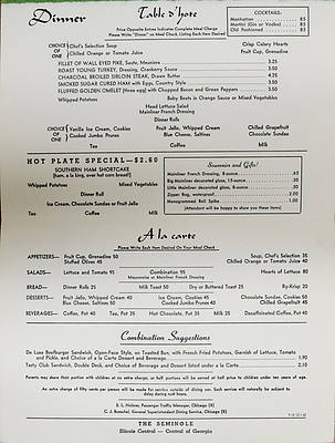 ILLINOIS CENTRAL MENU