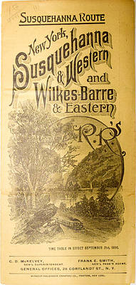 NEW YORK SUSQUEHANNA & WESTERN & WILKES BARRE & EASTERN RR'S TIMETABLE