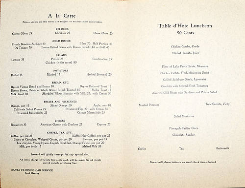 SANTA FE MENU
