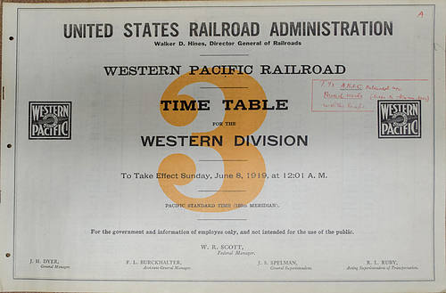 WESTERN PACIFIC - USRA TIMETABLE