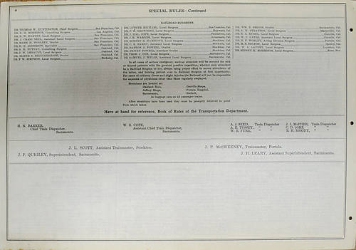 WESTERN PACIFIC - USRA TIMETABLE