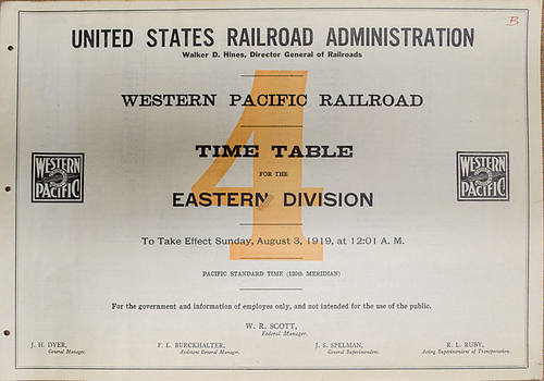WESTERN PACIFIC - USRA TIMETABLE