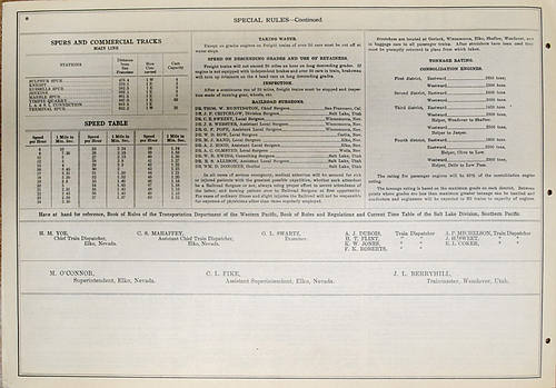 WESTERN PACIFIC - USRA TIMETABLE