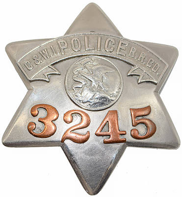C&WI RR CO POLICE 3245 BADGE