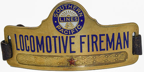 SOUTHERN PACIFIC LINES LOCOMOTIVE FIREMAN BADGE