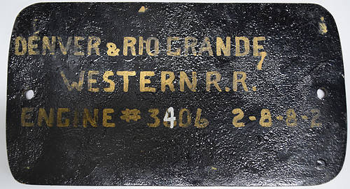 DENVER & RIO GRANDE BUILDER’S PLATE
