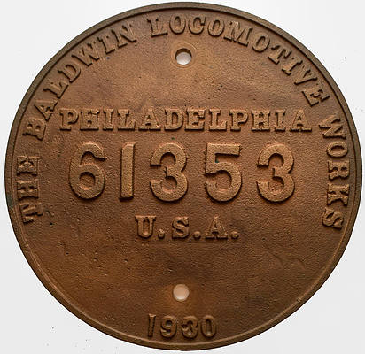 SOUTHERN PACIFIC BUILDER’S PLATE