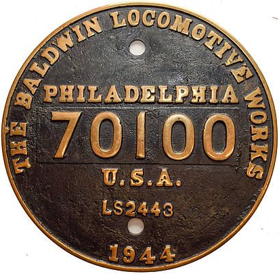 SOUTHERN PACIFIC BUILDER’S PLATE