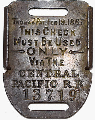 CENTRAL PACIFIC RR BAGGAGE TAG