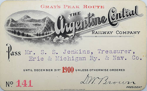 The ARGENTINE CENTRAL RAILWAY COMPANY PASS