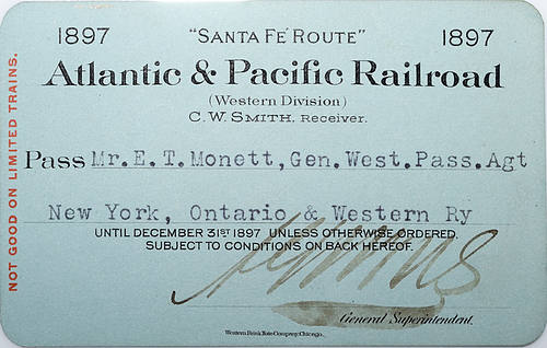 ATLANTIC & PACIFIC RAILROAD PASS