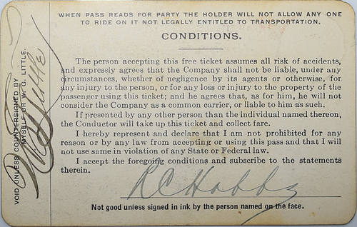 The COLORADO, KANSAS & OKLAHOMA RAILROAD COMPANY PASS