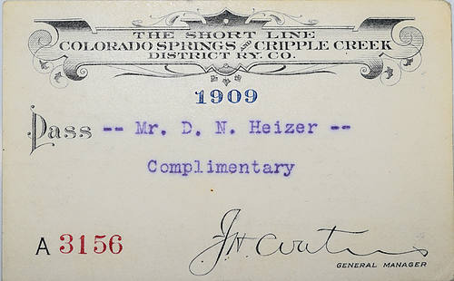 COLORADO SPRINGS & CRIPPLE CREEK DISTRICT RY CO PASS