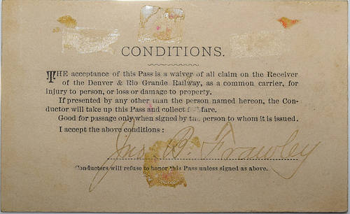 DENVER & RIO GRANDE RAILWAY PASS