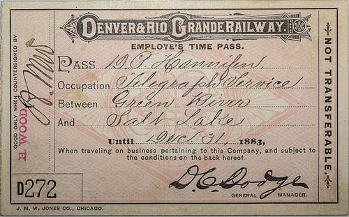 DENVER & RIO GRANDE RAILWAY PASS