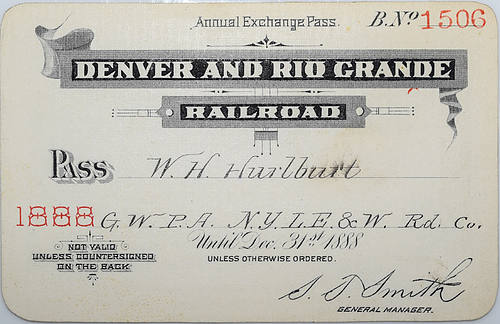 DENVER & RIO GRANDE RAILROAD PASS