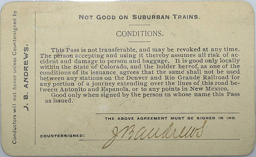 DENVER & RIO GRANDE RR CO PASS